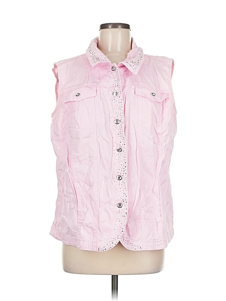 Pre-owned Quacker Factory Denim Vest In Pink