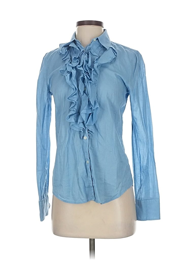 Pre-owned Lauren Jeans Co. Long Sleeve Blouse In Blue