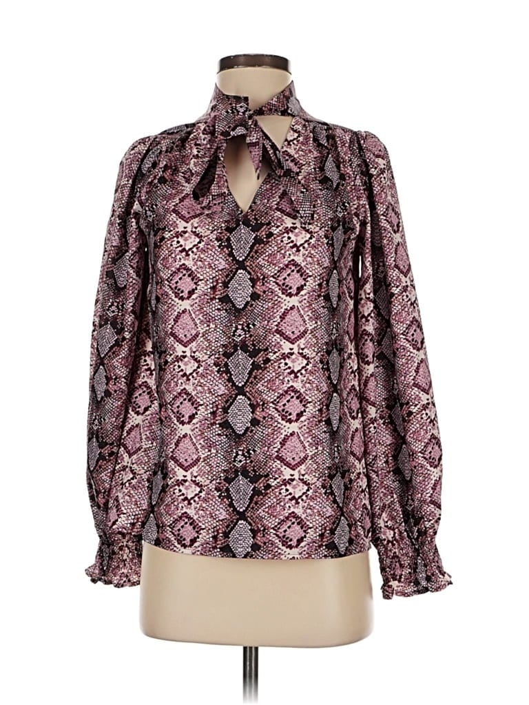 Pre-owned Jade Long Sleeve Blouse In Purple