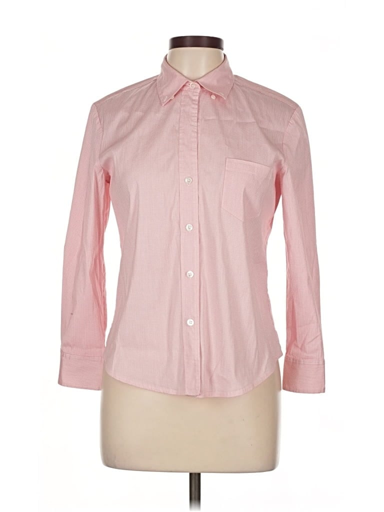 Pre-owned Theory Long Sleeve Button Down Shirt In Pink