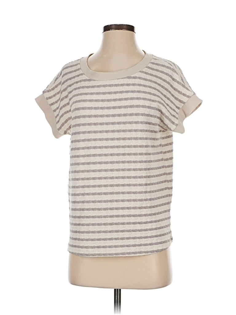 Pre-owned Staccato Short Sleeve Top Ivory Crew Neck Tops In White