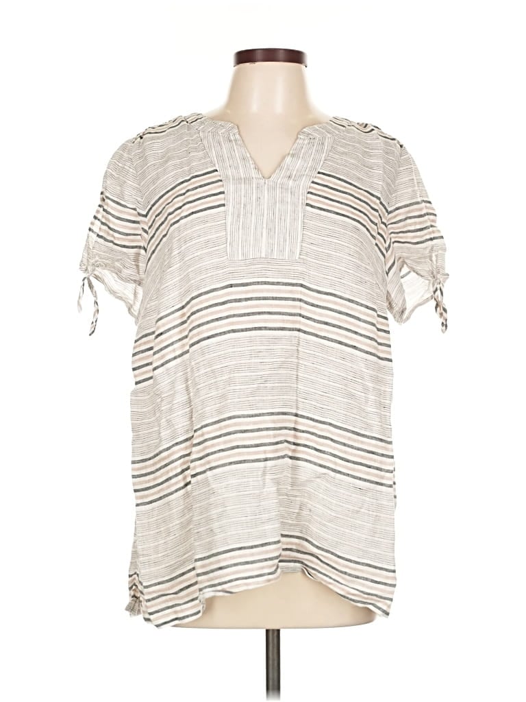 Pre-owned Talbots Short Sleeve Top Gray V Neck Tops