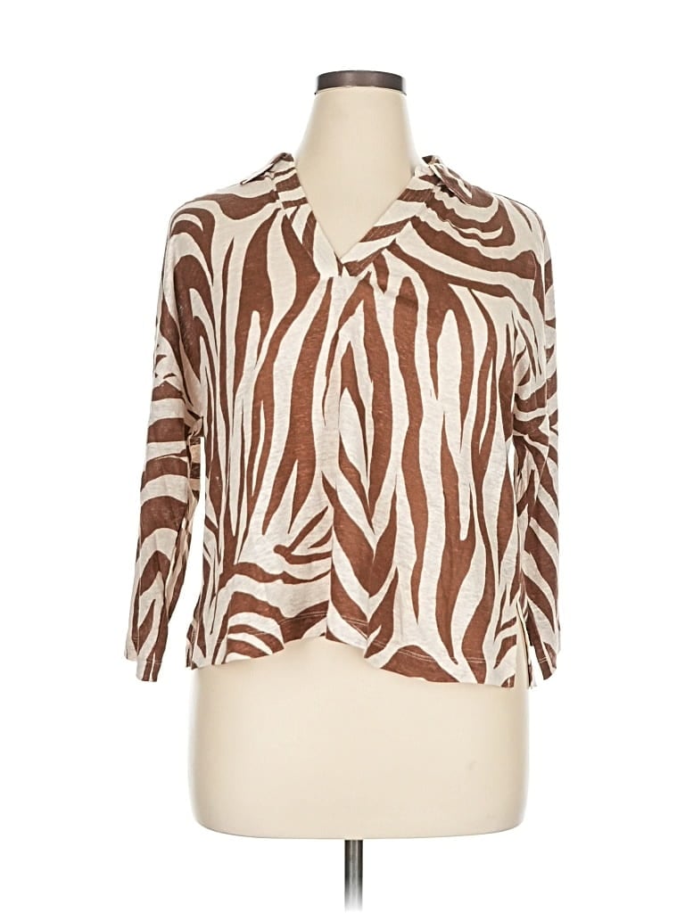 Pre-owned Tahari 3/4 Sleeve Blouse In Brown