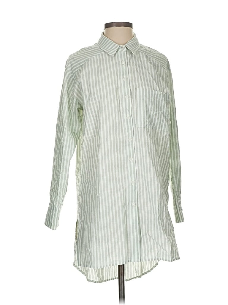 Pre-owned By Anthropologie Long Sleeve Button Down Shirt In Green