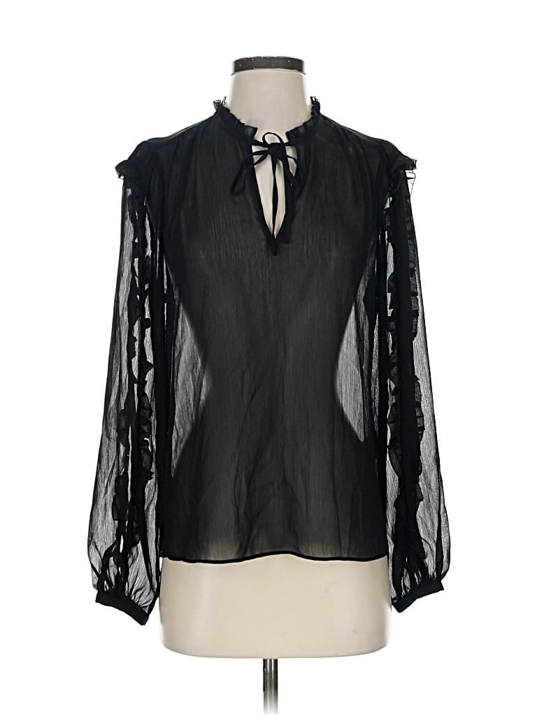 Pre-owned Banana Republic Long Sleeve Blouse In Black