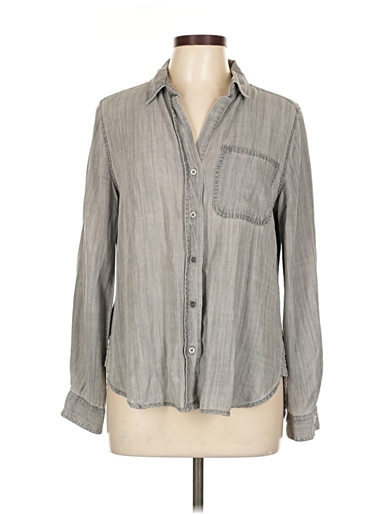 Pre-owned For The Republic Long Sleeve Button Down Shirt In Gray
