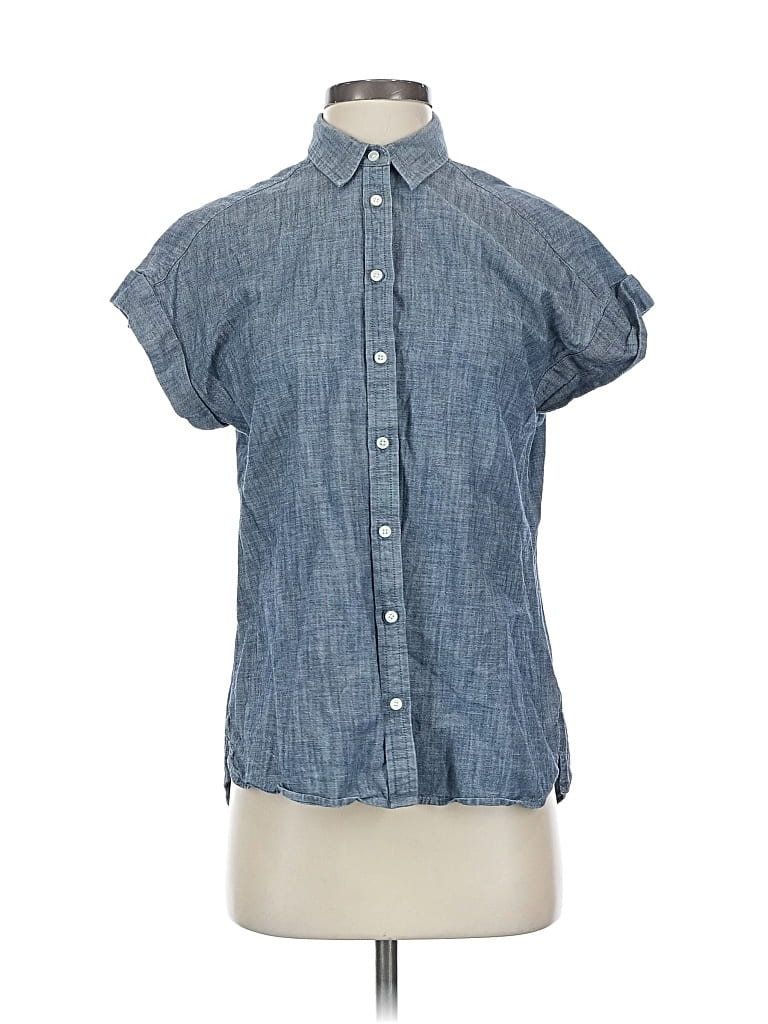 Pre-owned Banana Republic Short Sleeve Button Down Shirt In Blue