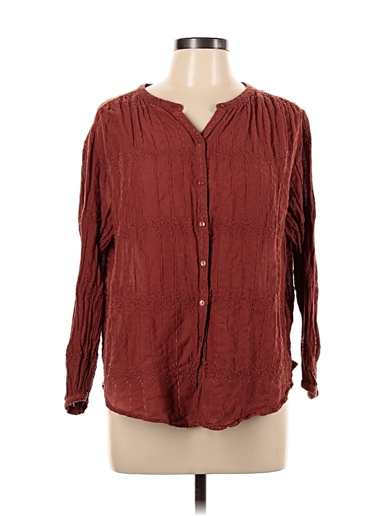 Pre-owned Old Navy Long Sleeve Blouse In Burgundy