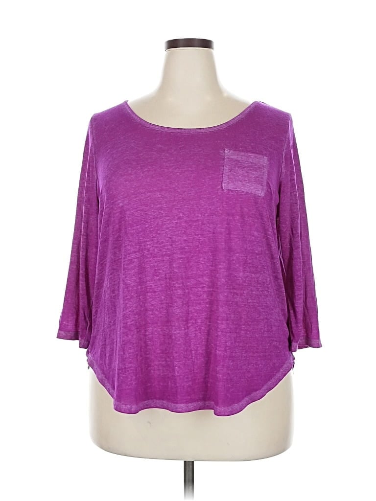 Pre-owned Lane Bryant 3/4 Sleeve Top Purple Scoop Neck Tops