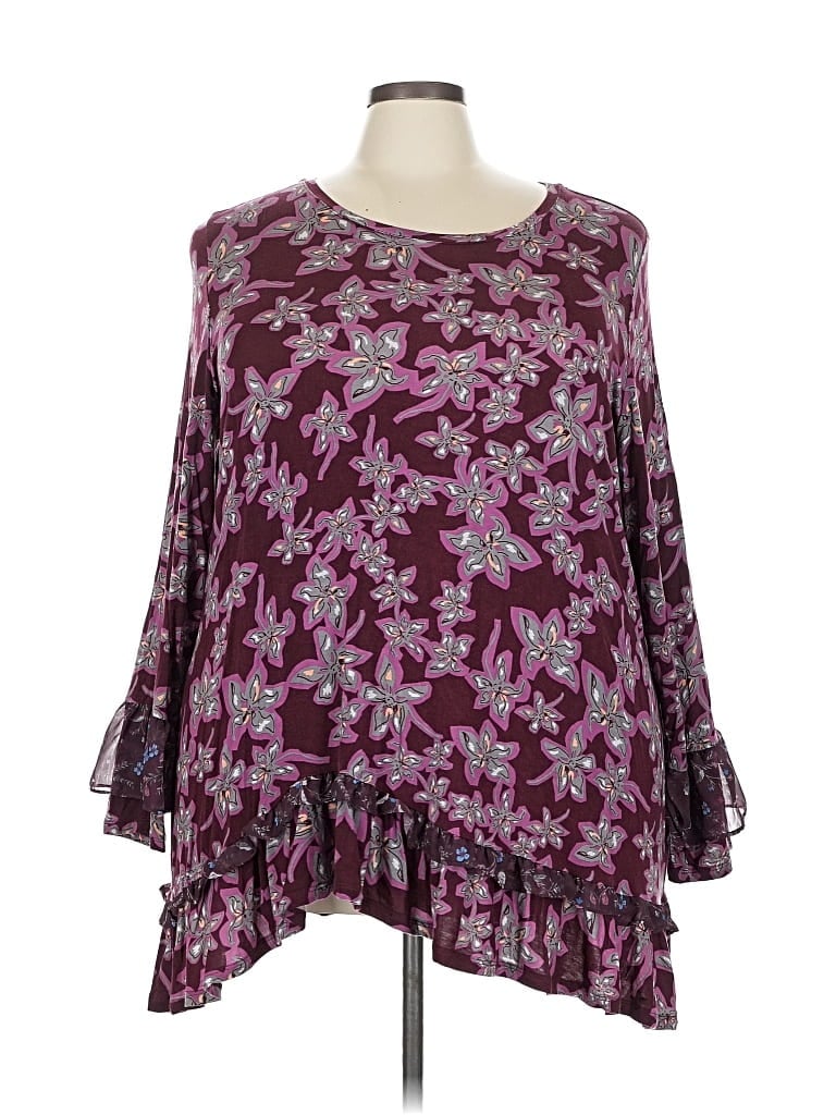 Pre-owned Logo By Lori Goldstein Long Sleeve Blouse In Purple