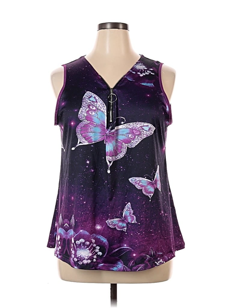 Pre-owned Unbranded Sleeveless Blouse In Purple