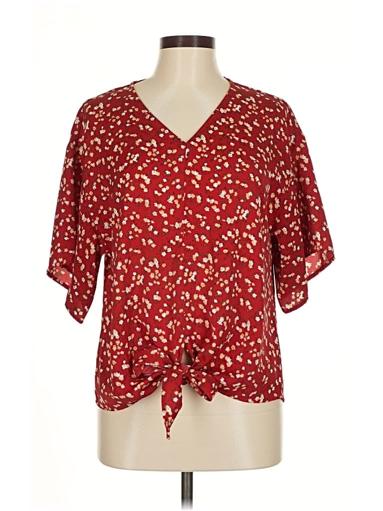 Pre-owned Viishow Short Sleeve Blouse In Red
