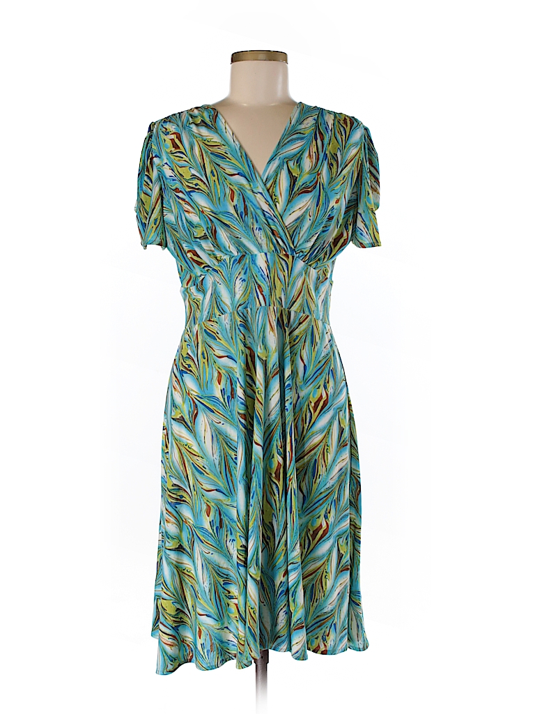 Karina Print Teal Casual Dress Size Med - Lg - 75% off | thredUP