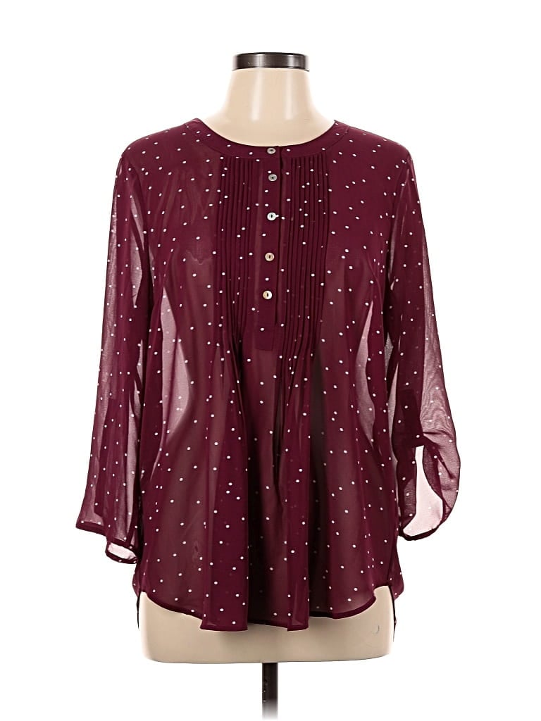 Pre-owned Daniel Rainn 3/4 Sleeve Blouse In Burgundy