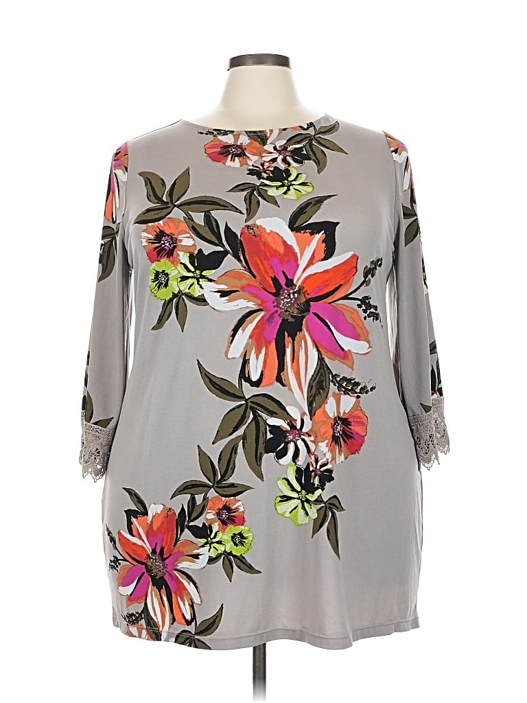 Pre-owned Alfani 3/4 Sleeve Blouse In Gray