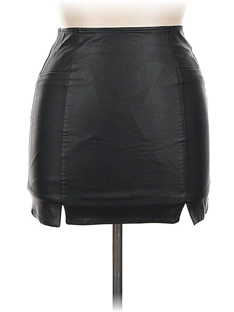 Pre-owned Altar'd State Faux Leather Skirt In Black