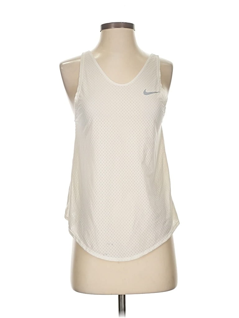 Pre-owned Nike Tank Top Ivory Halter Neckline Tops In White
