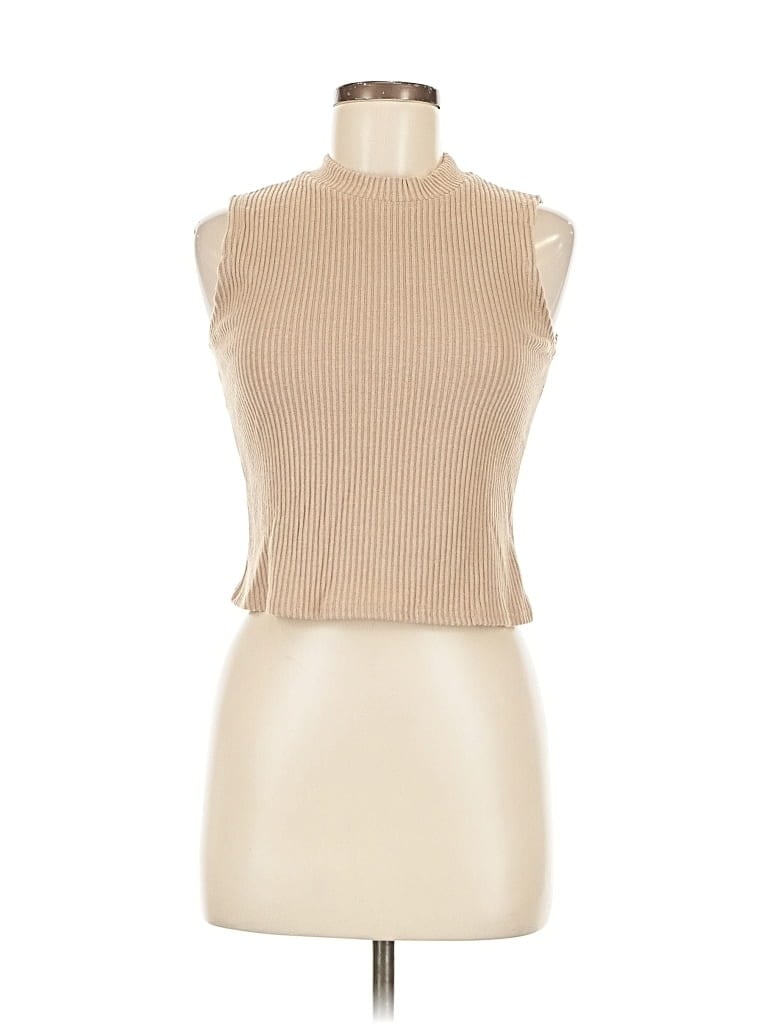 Pre-owned Blue Rain Tank Top Tan Turtleneck Tops In Brown
