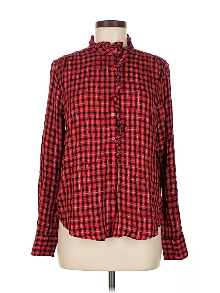 Pre-owned Ann Taylor Long Sleeve Button Down Shirt In Red
