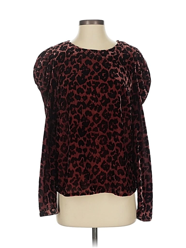 Pre-owned Left Coast By Dolan Long Sleeve Blouse In Brown