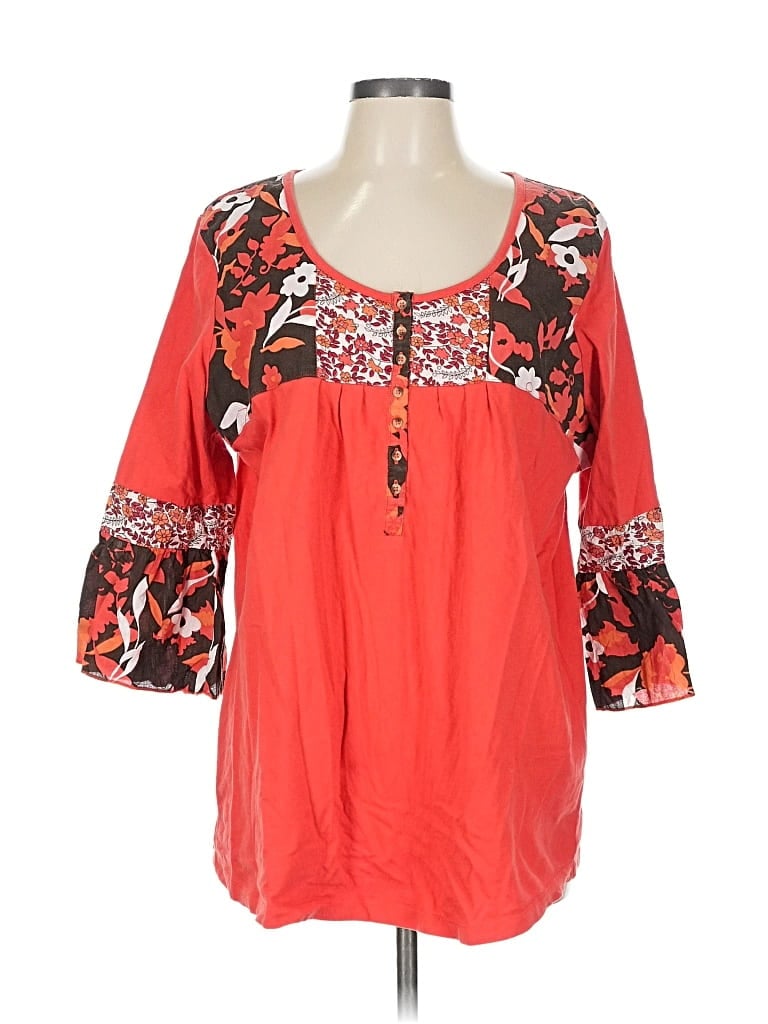 Pre-owned Jessica London 3/4 Sleeve Blouse In Red