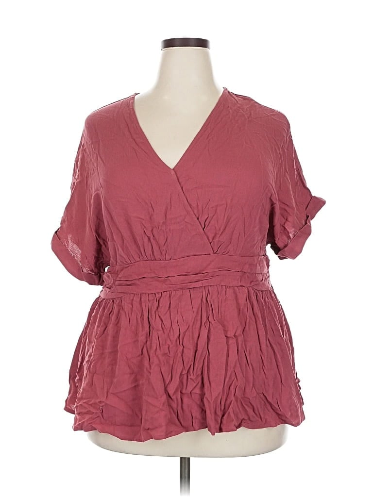 Bloomchic Short Sleeve Blouse In Burgundy
