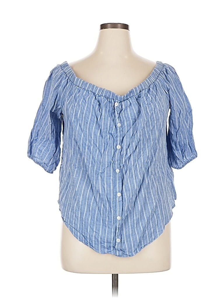 Pre-owned Torrid Short Sleeve Blouse In Blue