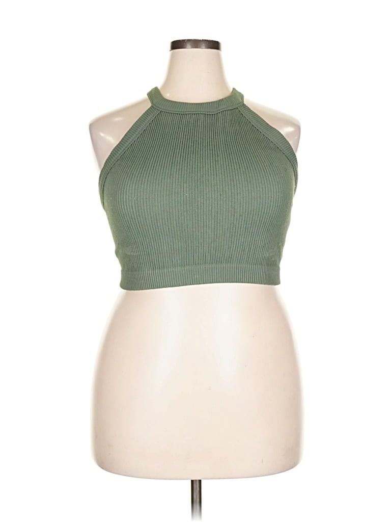 Pre-owned Aerie Tank Top Green Halter Neckline Tops