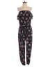 Romeo & Juliet Couture 100% Polyester Floral Black Blue Jumpsuit Size M - photo 1