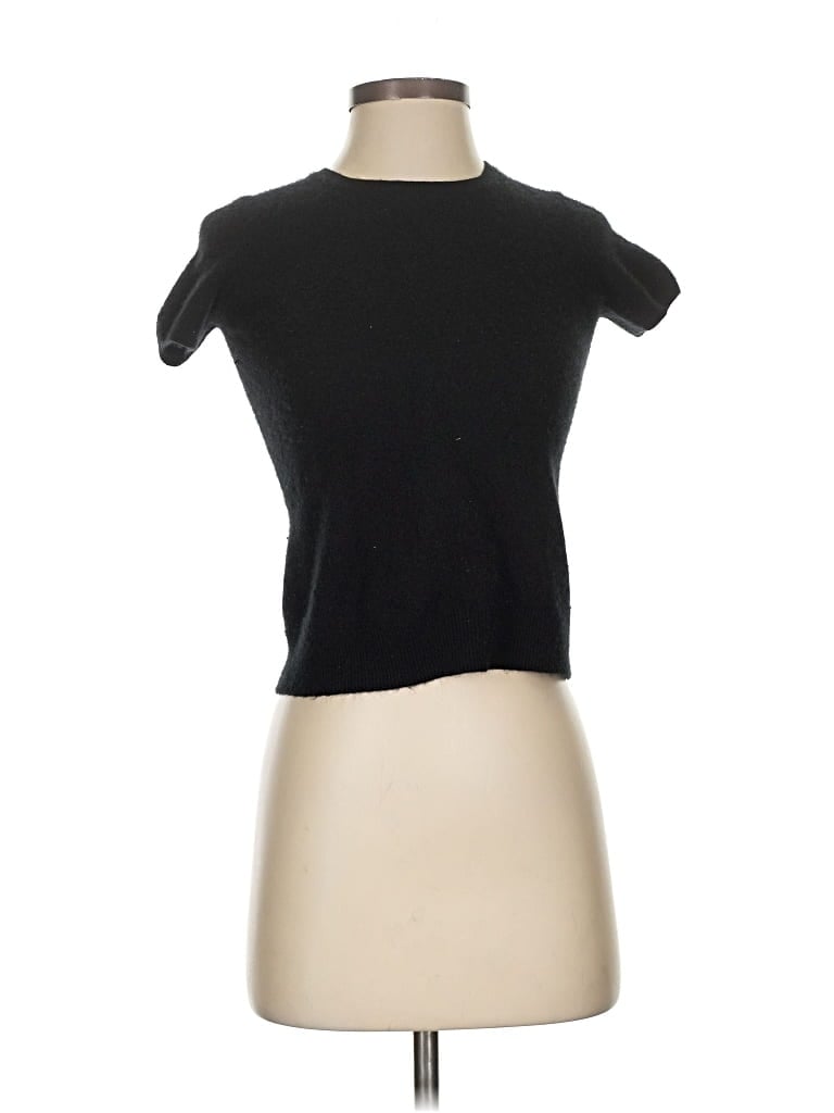 Pre-owned Charter Club Short Sleeve Top Black Keyhole Neckline Tops