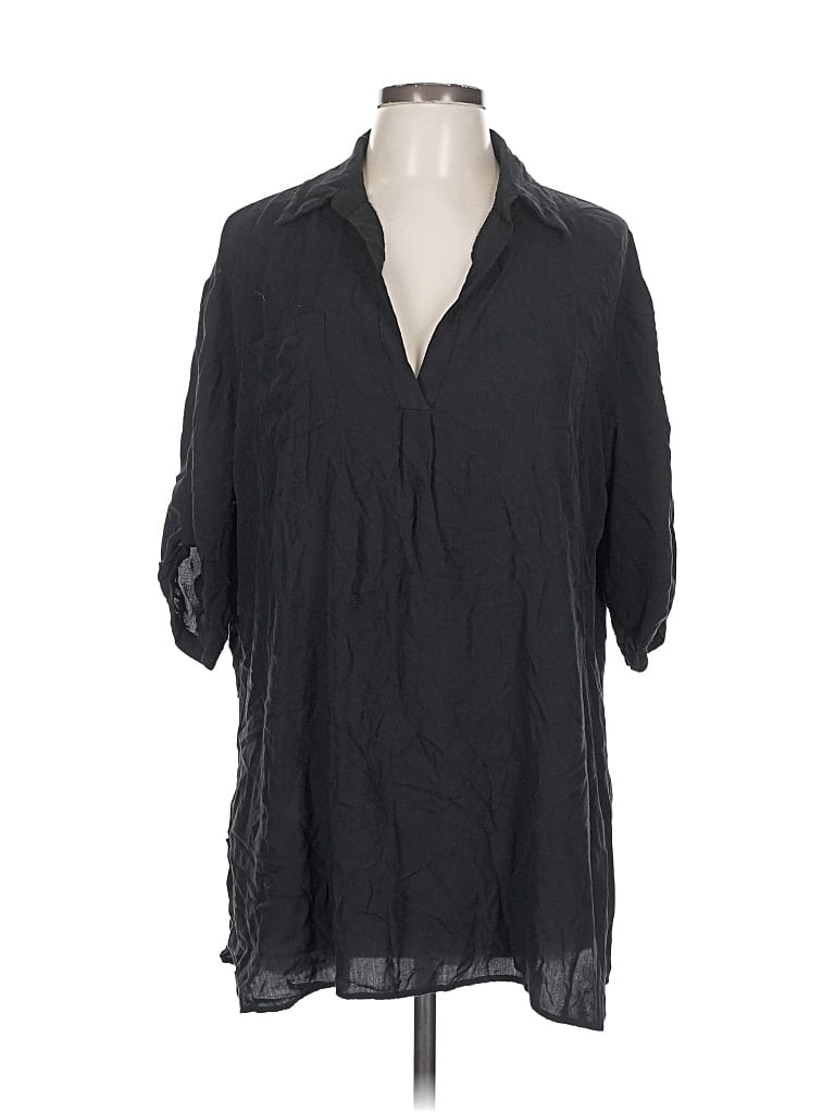 Pre-owned Ekouaer 3/4 Sleeve Blouse In Black