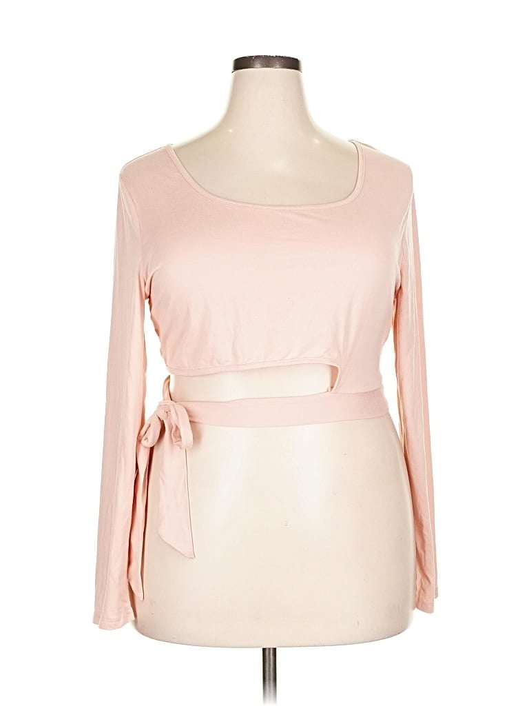 Pre-owned Shein Curve Long Sleeve T-shirt In Pink