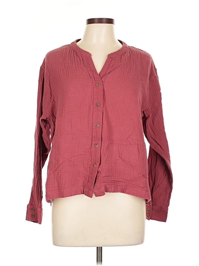 Pre-owned Assorted Brands Long Sleeve Blouse In Burgundy