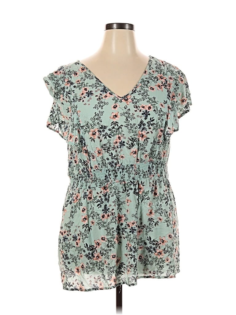 Pre-owned Torrid Short Sleeve Blouse In Blue