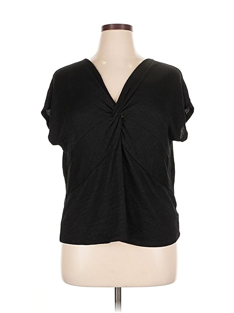 Pre-owned Bobeau Short Sleeve Top Black V Neck Tops