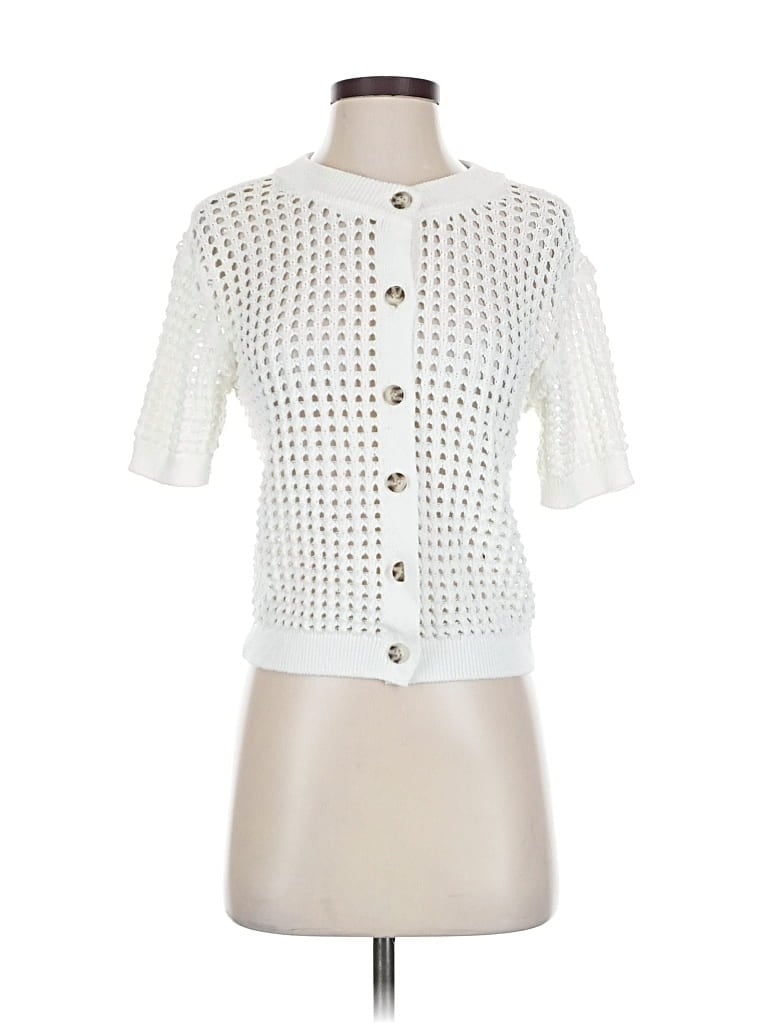 Pre-owned Cece Cardigan Sweater In White