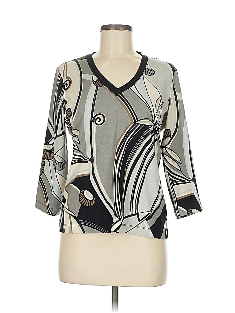 Pre-owned Chico's 3/4 Sleeve T-shirt In Gray