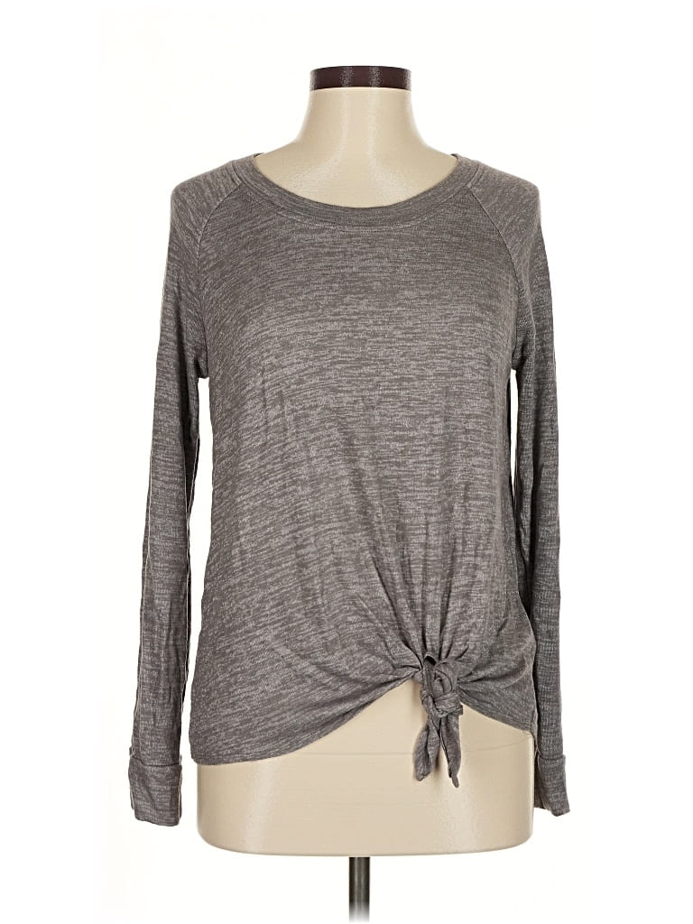 Pre-owned Nine Britton Long Sleeve Top Gray Crew Neck Tops