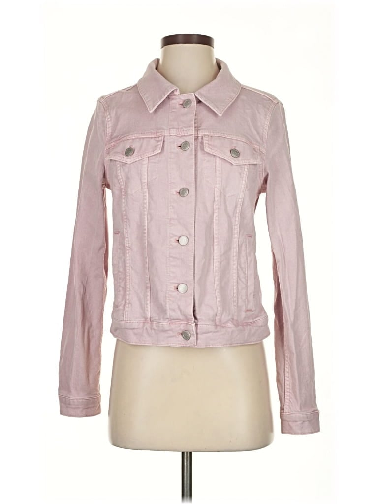 Pre-owned Ann Taylor Loft Denim Jacket In Pink