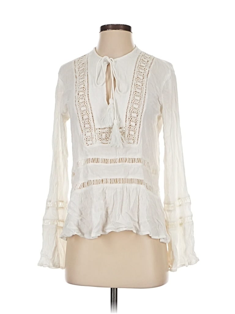 Pre-owned Willow & Clay Long Sleeve Blouse In White