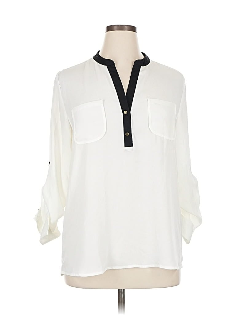 Pre-owned Ny Collection 3/4 Sleeve Blouse In White