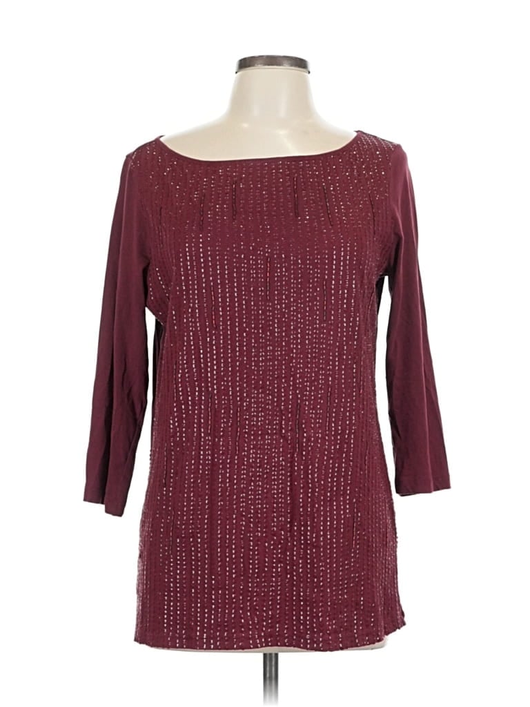 Pre-owned Ann Taylor Loft Outlet 3/4 Sleeve T-shirt In Burgundy