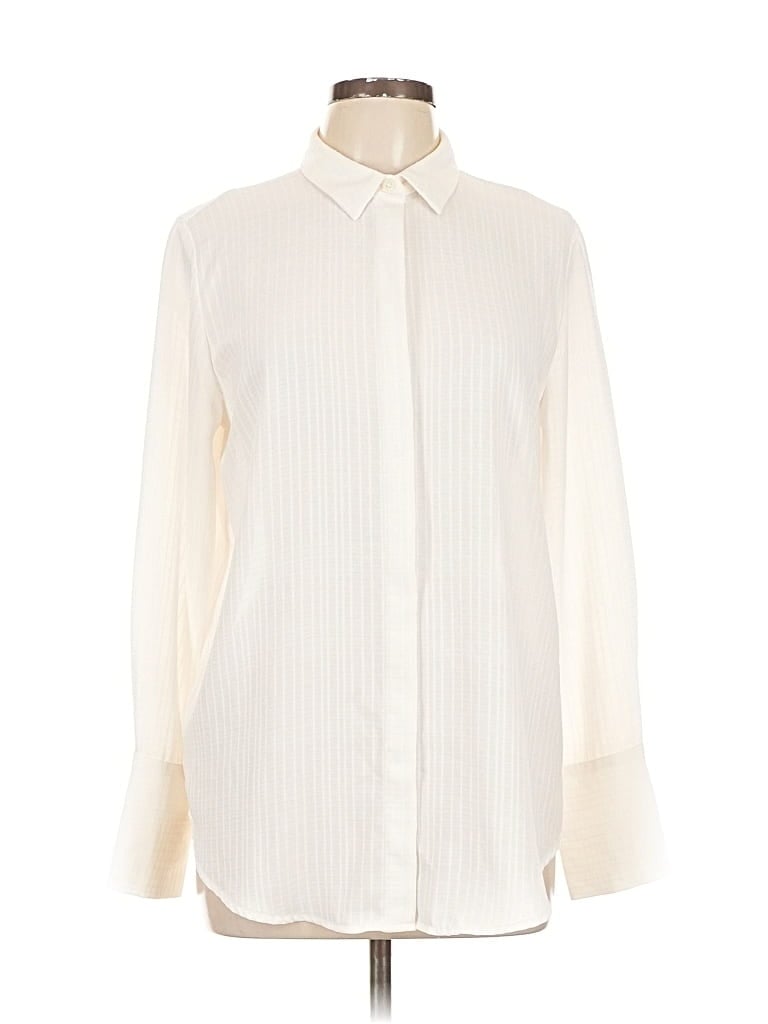 Pre-owned Ann Taylor Factory Long Sleeve Blouse In White