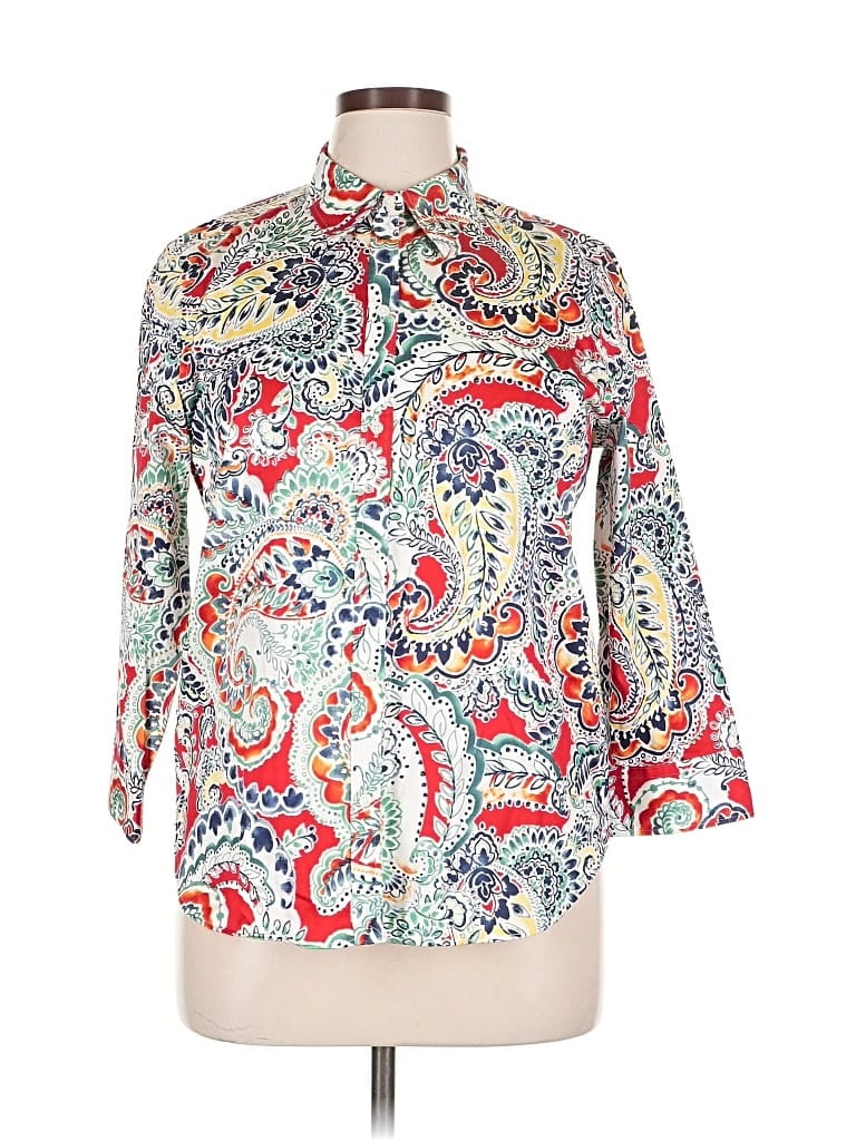 Pre-owned Chaps 3/4 Sleeve Blouse In White