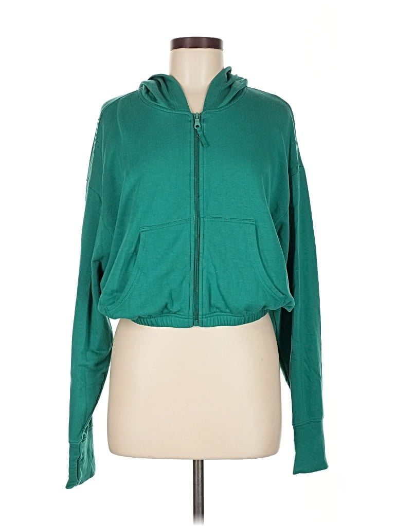 Pre-owned Offline By Aerie Zip Up Hoodie In Green