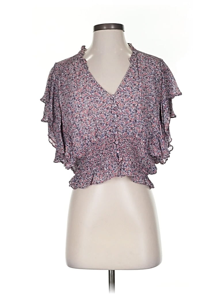 Pre-owned Super Natural By Secret Mission Short Sleeve Blouse In Purple