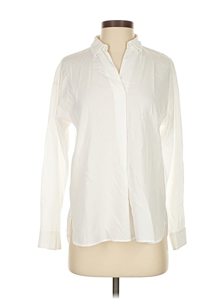 Pre-owned Uniqlo Long Sleeve Blouse In White