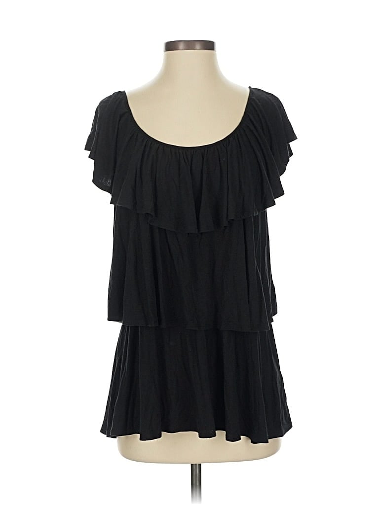 Pre-owned Madison Short Sleeve Blouse In Black