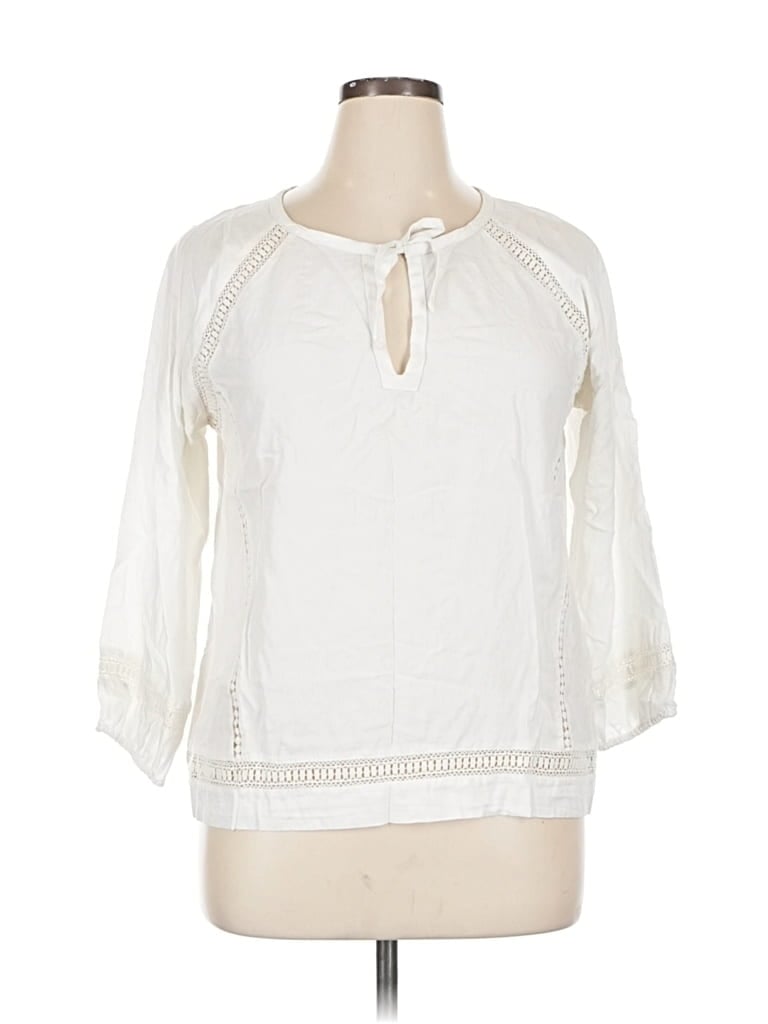 Pre-owned Prana 3/4 Sleeve Blouse In White