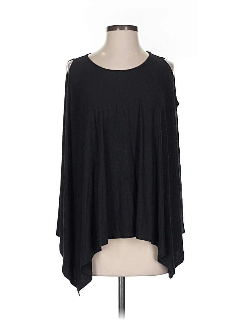 Pre-owned Eileen Fisher Long Sleeve Top Black Scoop Neck Tops